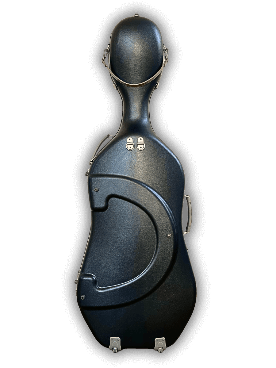 LVL Allegra black cello case, lightweight polycarbonate hard shell with wheels