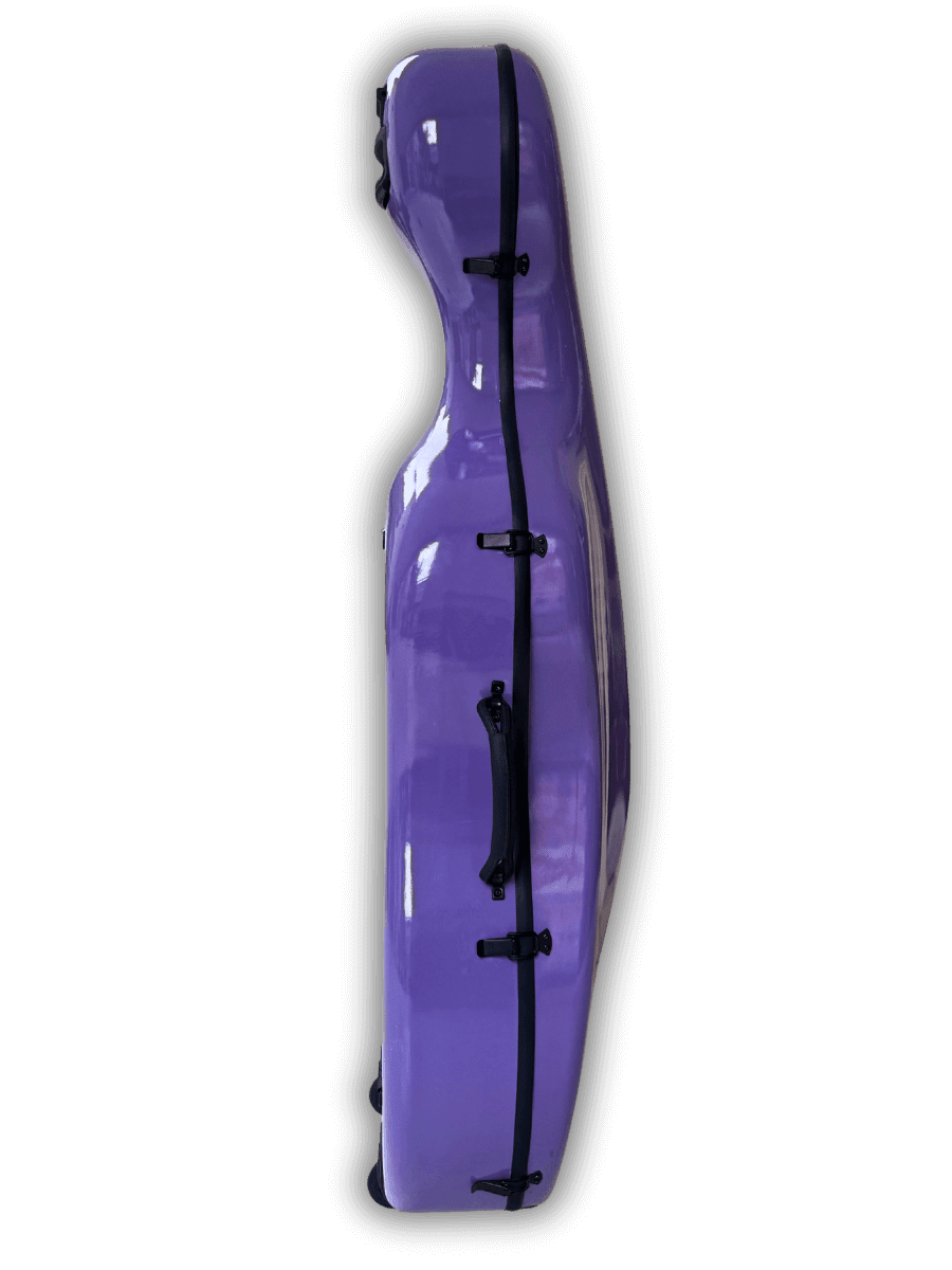 Royal purple cello case side view