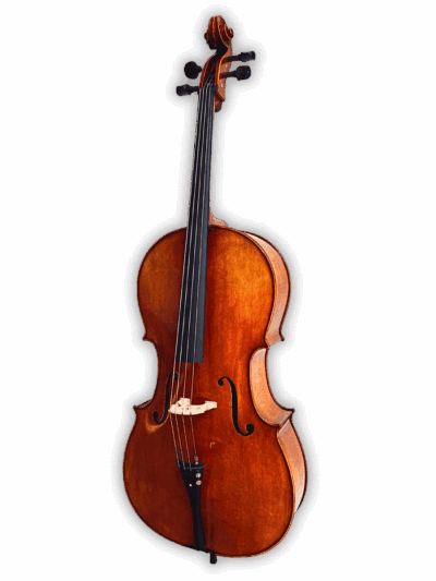 Front view of Archetta d’Oro Italian Cello 2025-I – handmade Italian cello for advanced players in Singapore.