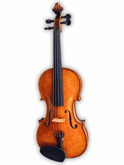 Front view of Jean Baptiste Vuillaume Fait à Mirecourt France 1890 violin showing classic French varnish and antique craftsmanship.