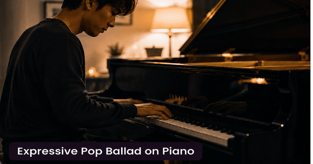 Pianist playing an expressive pop ballad on piano